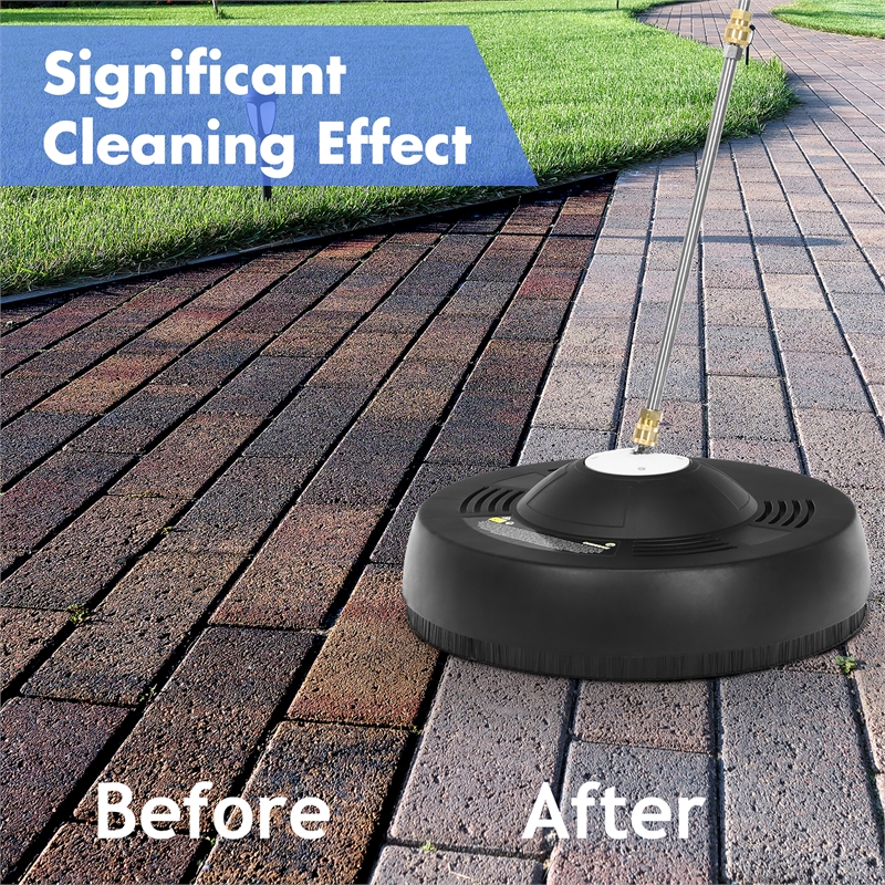 16inch Pressure Washer Surface Cleaner Attachment with 2 Extension Wand Black