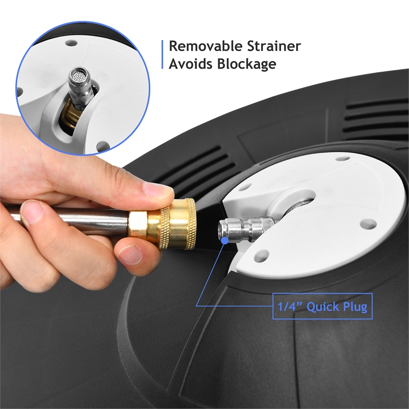 16inch Pressure Washer Surface Cleaner Attachment with 2 Extension Wand Black