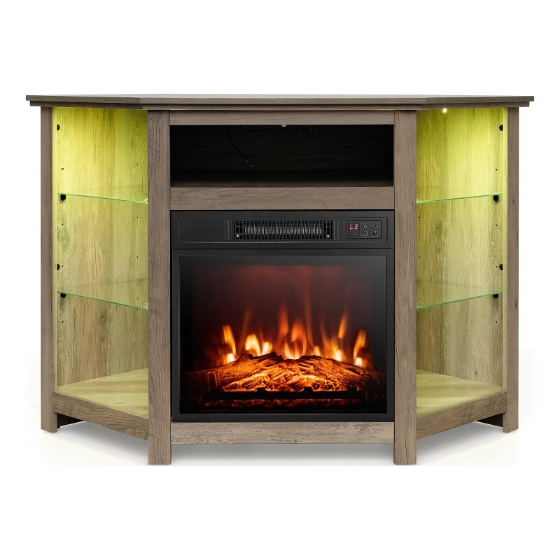 Fireplace TV Stand and 18inch Electric Fireplace for Tvs up to 50inch Gray