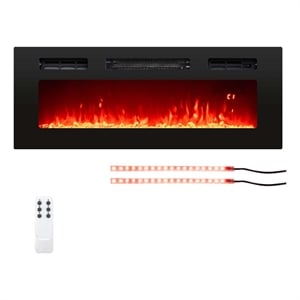 36inch 5000 BTU Electric Fireplace with Strips Remote Crystal Stones Black