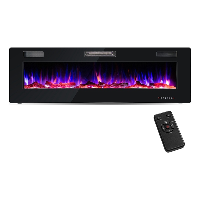 60 Inches Ultra Electric Fireplace Recessed and Wall Mounted Black