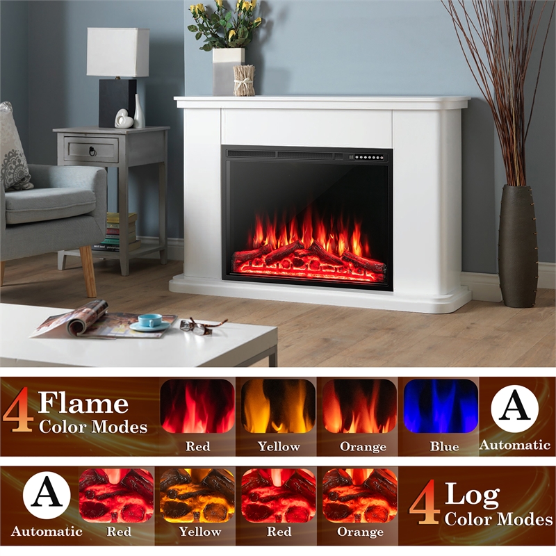 34inch Electric Fireplace Insert Heater with Remote Control 1500W Black