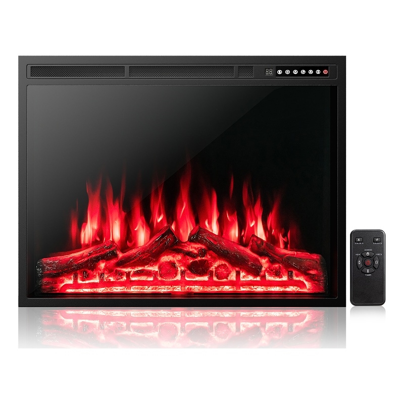 34inch Electric Fireplace Insert Heater with Remote Control 1500W Black