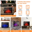 28inch Electric Fireplace Freestanding Heater Log Flame 1350W Black