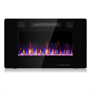 30inch Electric Indoor Fireplace Recessed Ultra Thin Wall Mounted Heater Black