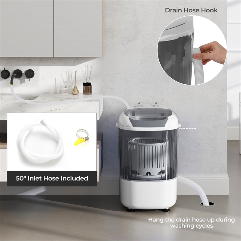 Portable Washing Machine 5.5 lbs Washer with Removable Spin Dry Tub Gray