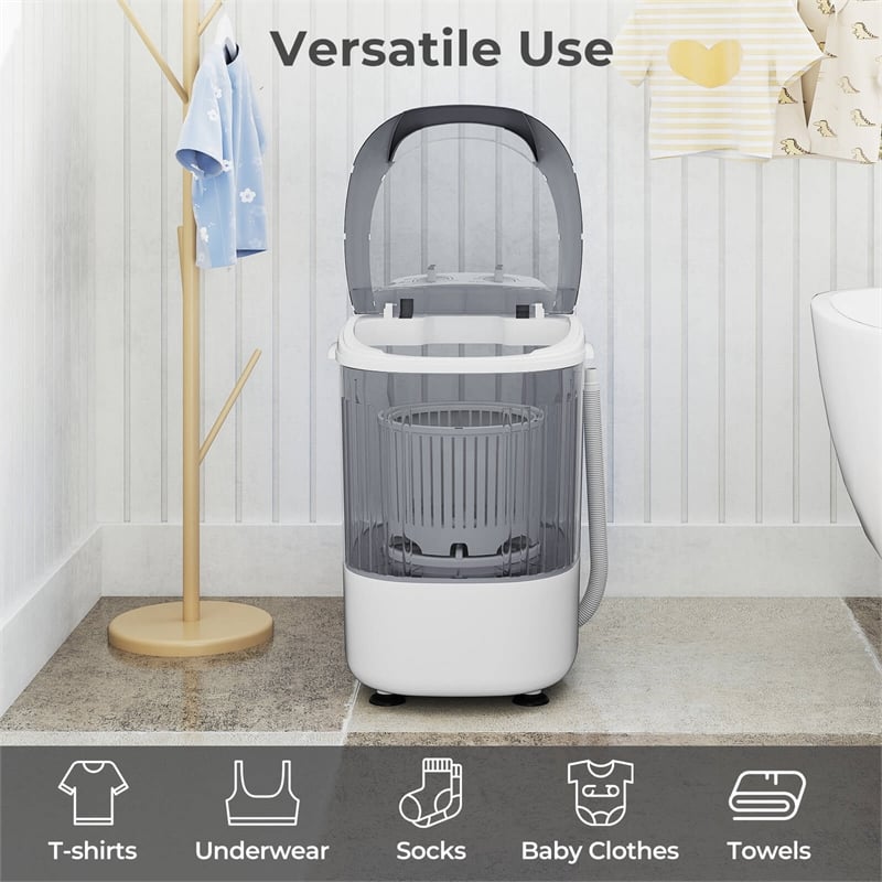 Portable Washing Machine 5.5 lbs Washer with Removable Spin Dry Tub Gray