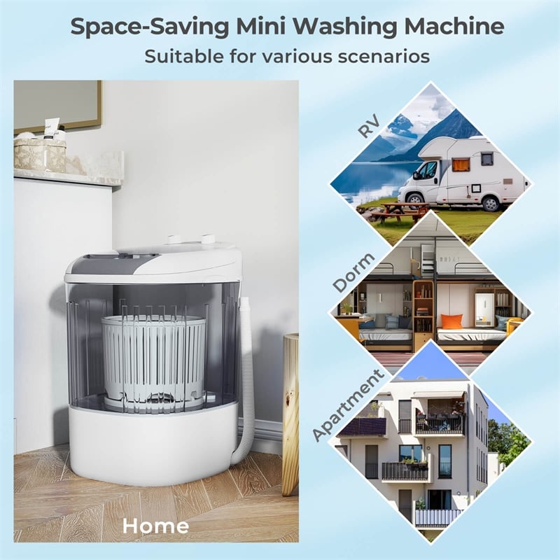 Portable Washing Machine 5.5 lbs Washer with Removable Spin Dry Tub Gray