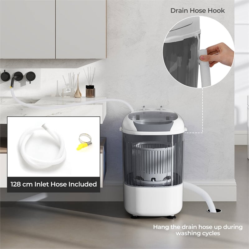 Portable Washing Machine 5.5 lbs Washer with Removable Spin Dry Tub Gray