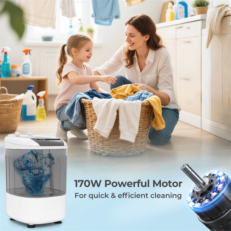 Portable Washing Machine 5.5 lbs Washer with Removable Spin Dry Tub Gray
