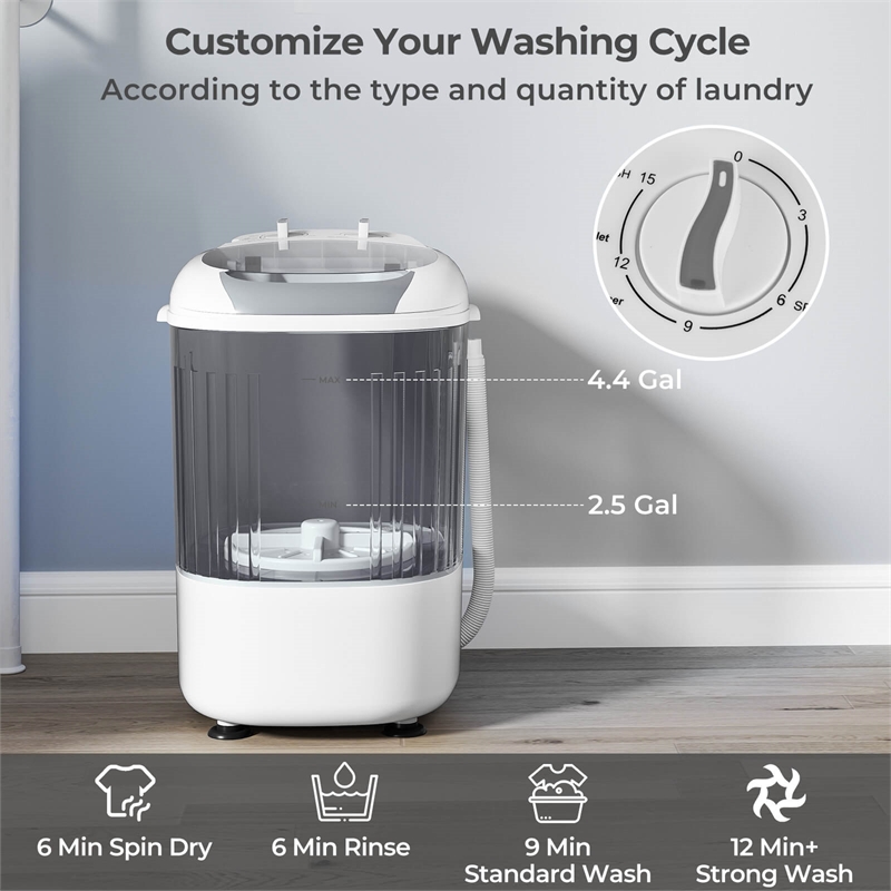 Portable Washing Machine 5.5 lbs Washer with Removable Spin Dry Tub Gray
