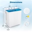 Twin Tub Portable Washing Machine with Drain Pump Timer Control Blue