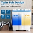Twin Tub Portable Washing Machine with Drain Pump Timer Control Blue