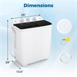 Twin Tub Portable Washing Machine with Drain Pump Timer Control Black