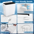 Twin Tub Portable Washing Machine with Drain Pump Timer Control Black