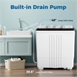 Twin Tub Portable Washing Machine with Drain Pump Timer Control Black