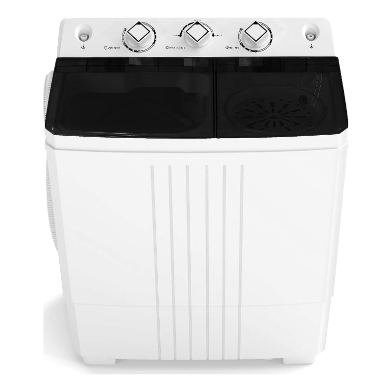 Twin Tub Portable Washing Machine with Drain Pump Timer Control Black