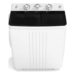 Twin Tub Portable Washing Machine with Drain Pump Timer Control Black