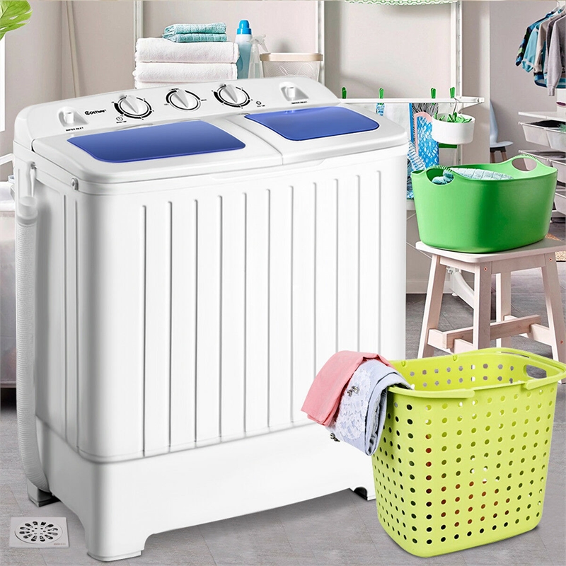 17.6 lb Portable Mini Compact Twin Tub Washing Machine Washer Spin Dryer White