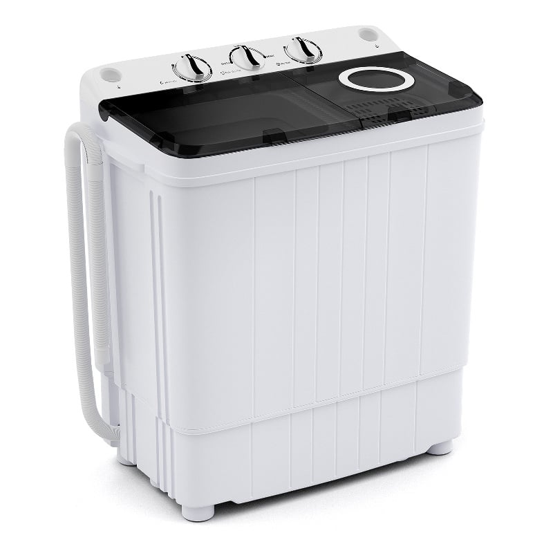 Portable Washing Machine 17.6 lbs Twin Tub Laundry Washer with Drain Pump Grey