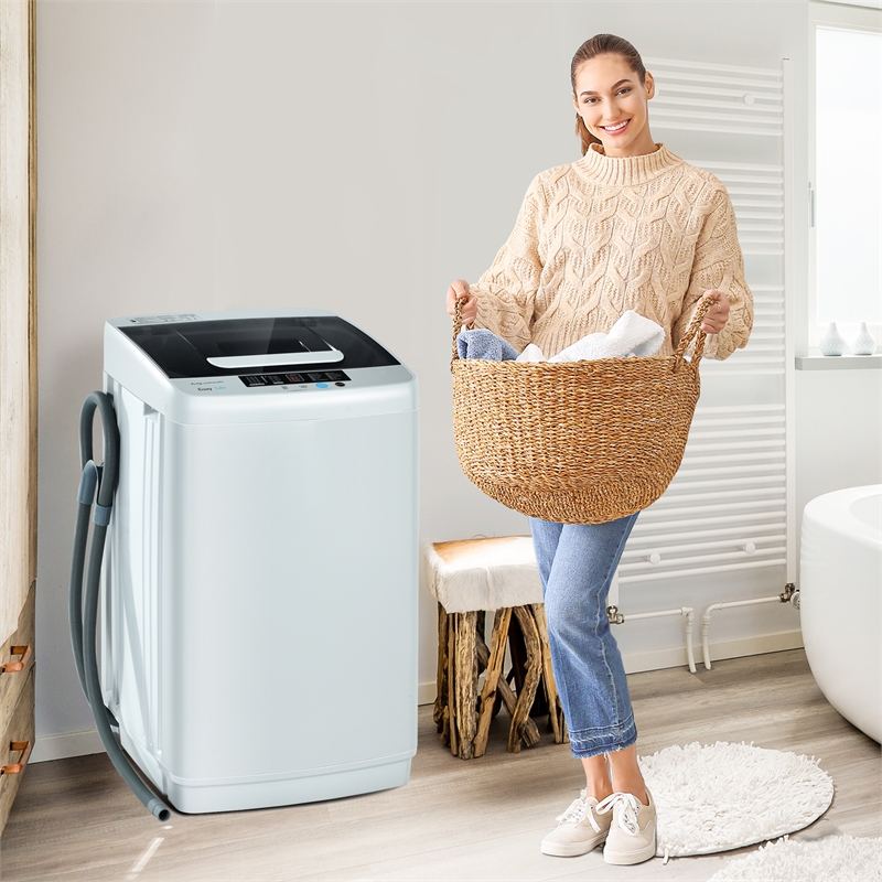 Portable Full Automatic Laundry Washing Machine 8.8lbs Spin Washer Gray