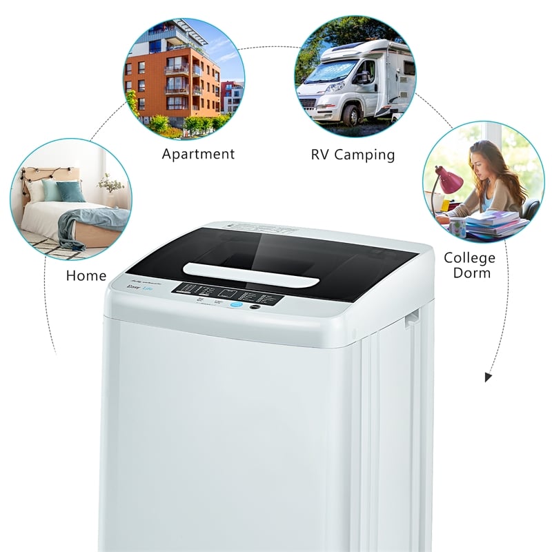 Portable Full Automatic Laundry Washing Machine 8.8lbs Spin Washer Gray