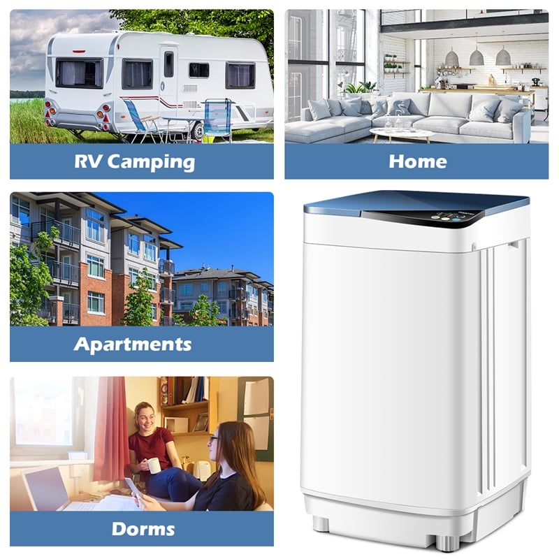 Full Automatic Washing Machine 7.7 lbs Washer Spinner Germicidal UV Light Blue