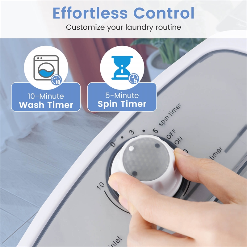 Portable Mini Counter Top Washing Machine 5.5lbs Spin Basket Laundry Gray