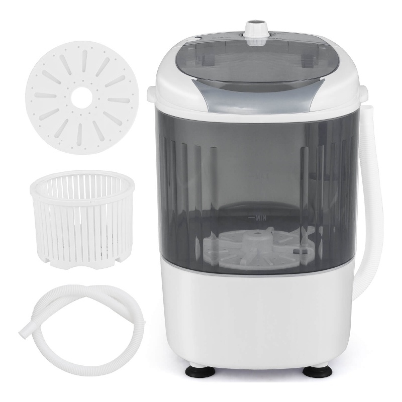 Portable Mini Counter Top Washing Machine 5.5lbs Spin Basket Laundry Gray