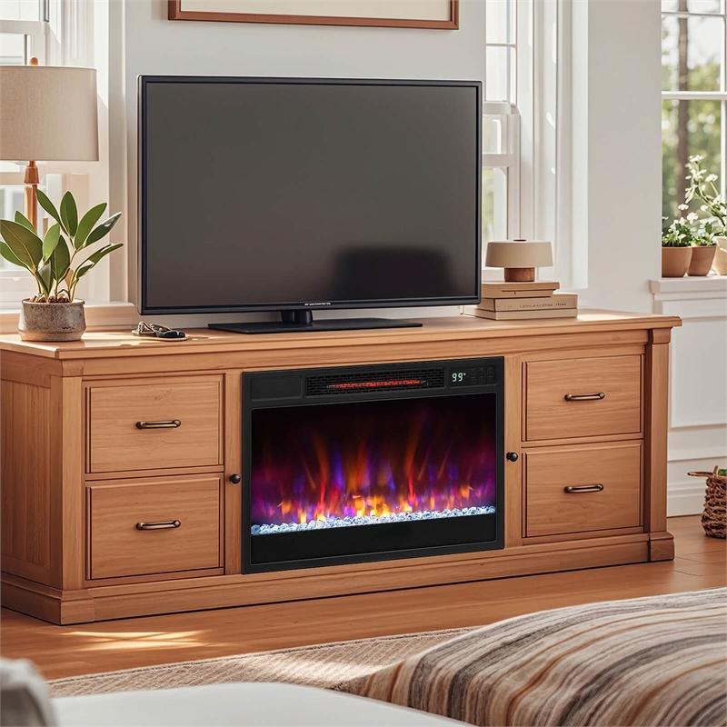 23 inch Infrared Quartz electric Fireplace Insert with Remote Control Black