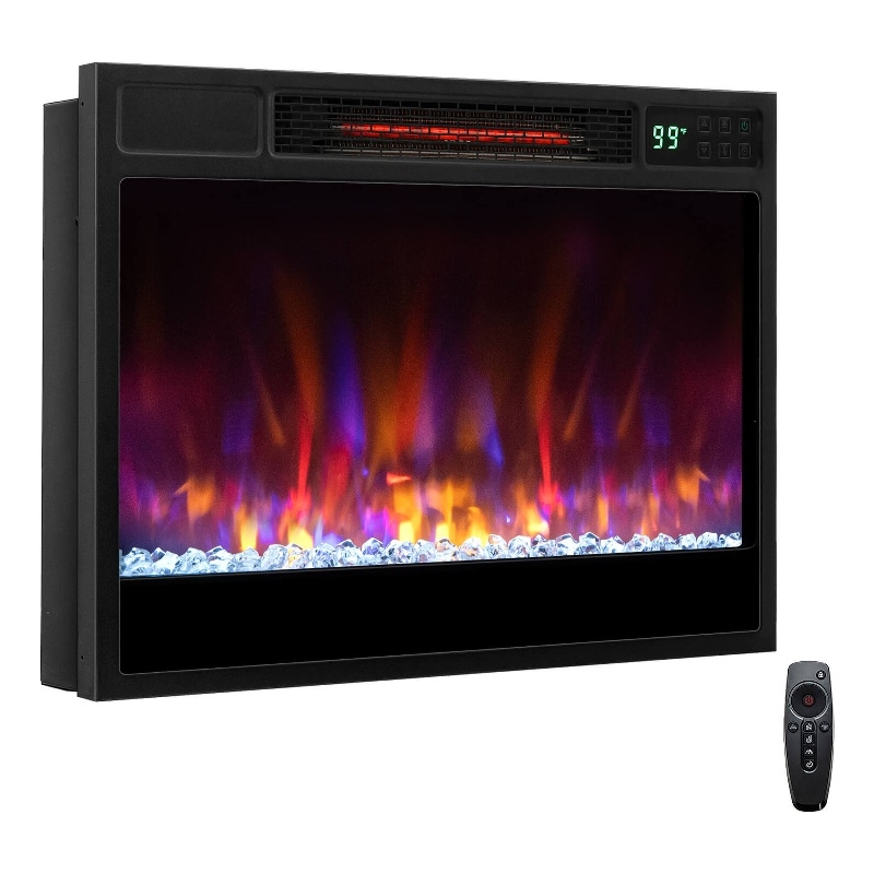 23 inch Infrared Quartz electric Fireplace Insert with Remote Control Black