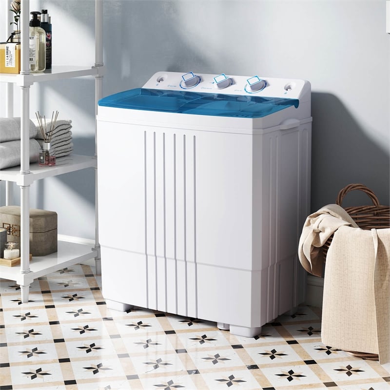 Compact Mini Portable Twin Tub Washing Machine 20 Lbs Washer Spinner Blue