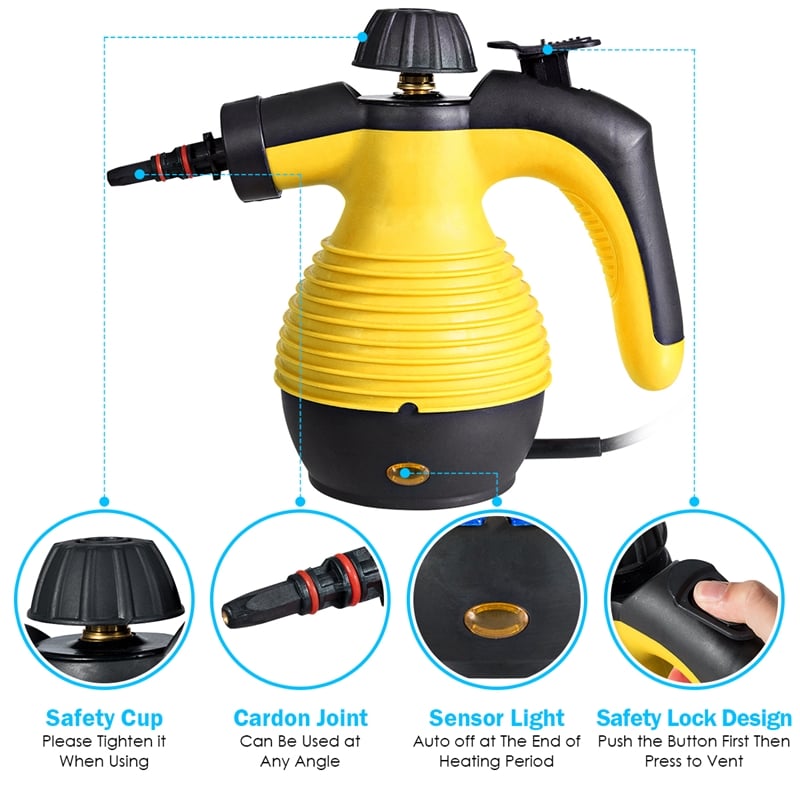 Multifunction Portable Steamer Household Steam Cleaner 1050W Yellow