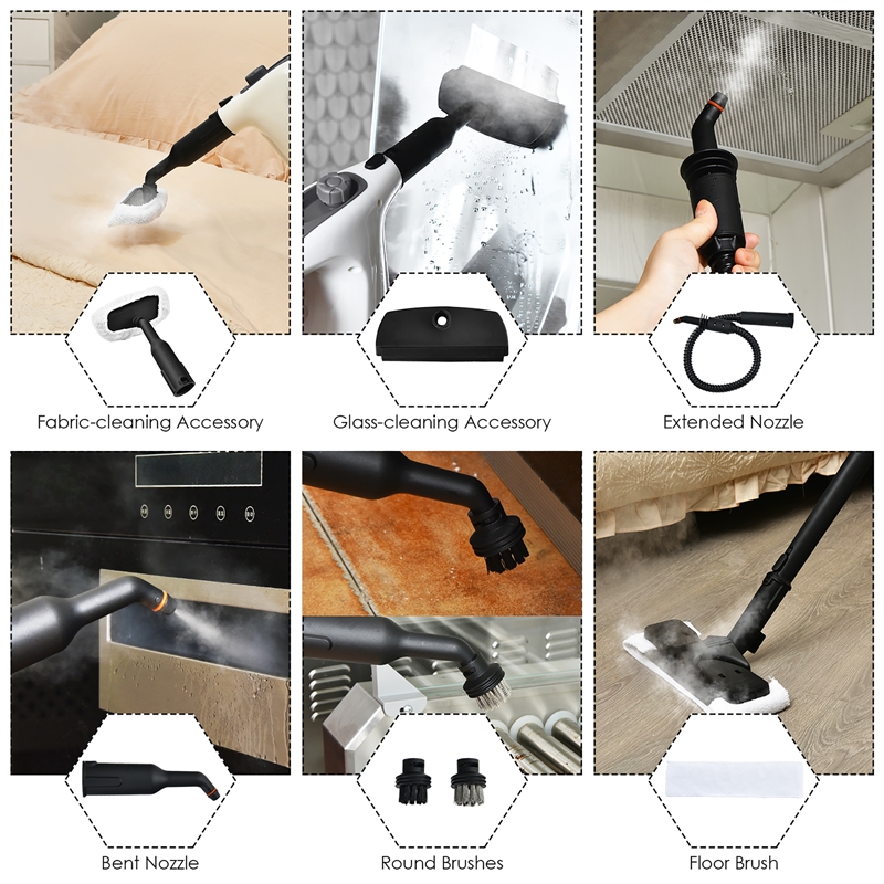 1400W Multipurpose Pressurized Steam Cleaner Mop Gray