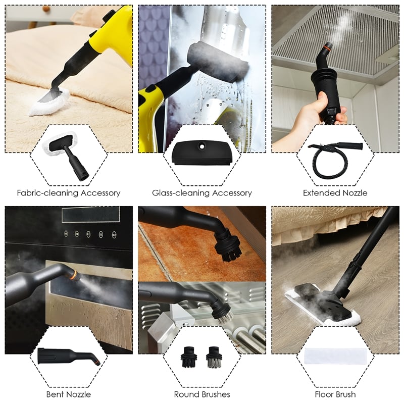 1400W Multipurpose Pressurized Steam Cleaner Mop Yellow