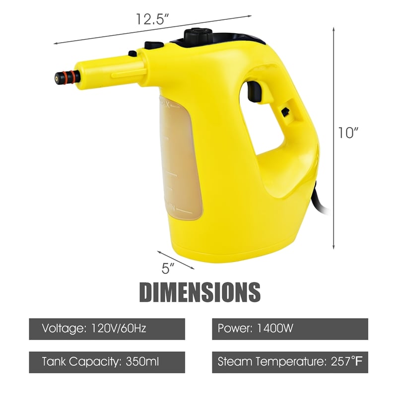 1400W Multipurpose Pressurized Steam Cleaner Mop Yellow