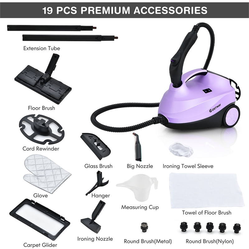 2000W Heavy Duty Steam Cleaner Mop Multi Purpose Purple