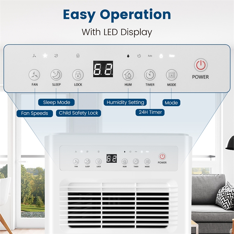 9 Pint(DOE) Portable Dehumidifier with 3 Modes 2500 Sq.ft Coverage Area Blue