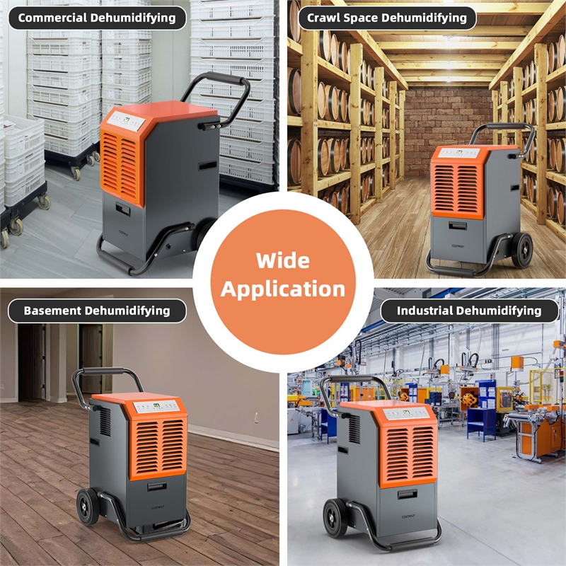 45 Pint(DOE) Portable Commercial Dehumidifier with Water Tank 4500 Sq.ft Orange