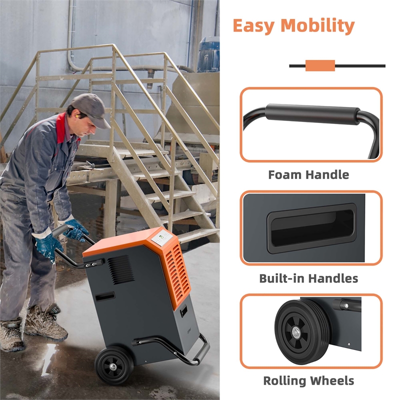 45 Pint(DOE) Portable Commercial Dehumidifier with Water Tank 4500 Sq.ft Orange