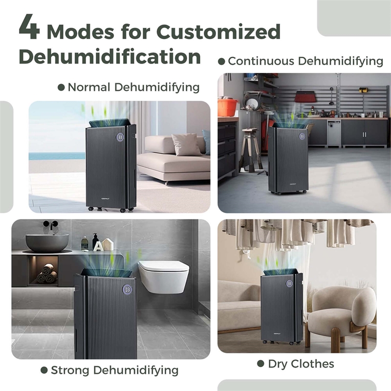 19 Pint(DOE) 4500 Sq.ft Dehumidifier for Basement with 4 Modes 3 Color Black