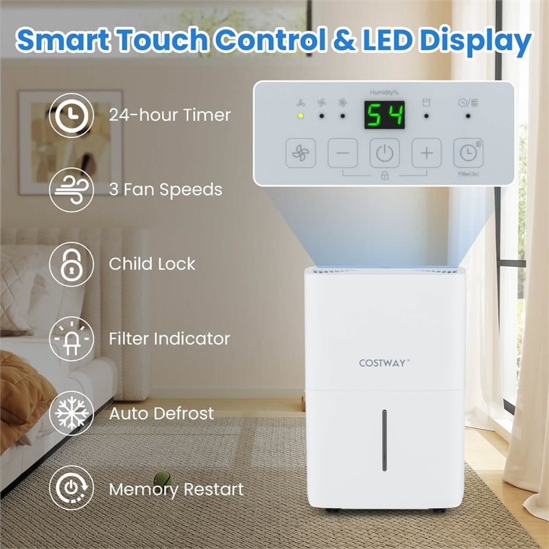 35 Pint(DOE) Dehumidifier for Home with 24H Timer White