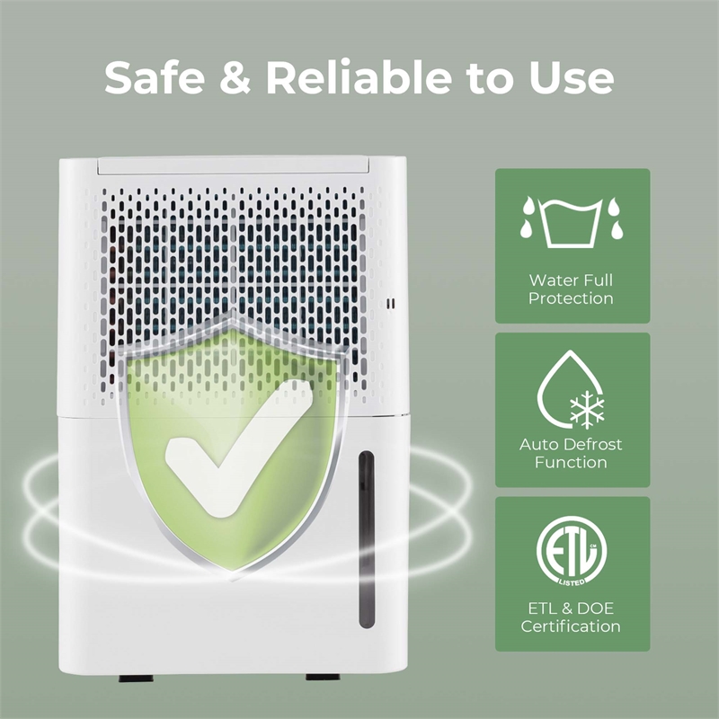 8 Pint(DOE) Dehumidifier w/Energy Efficient Automatic Shutoff 2000 Sq.ft White Plastic