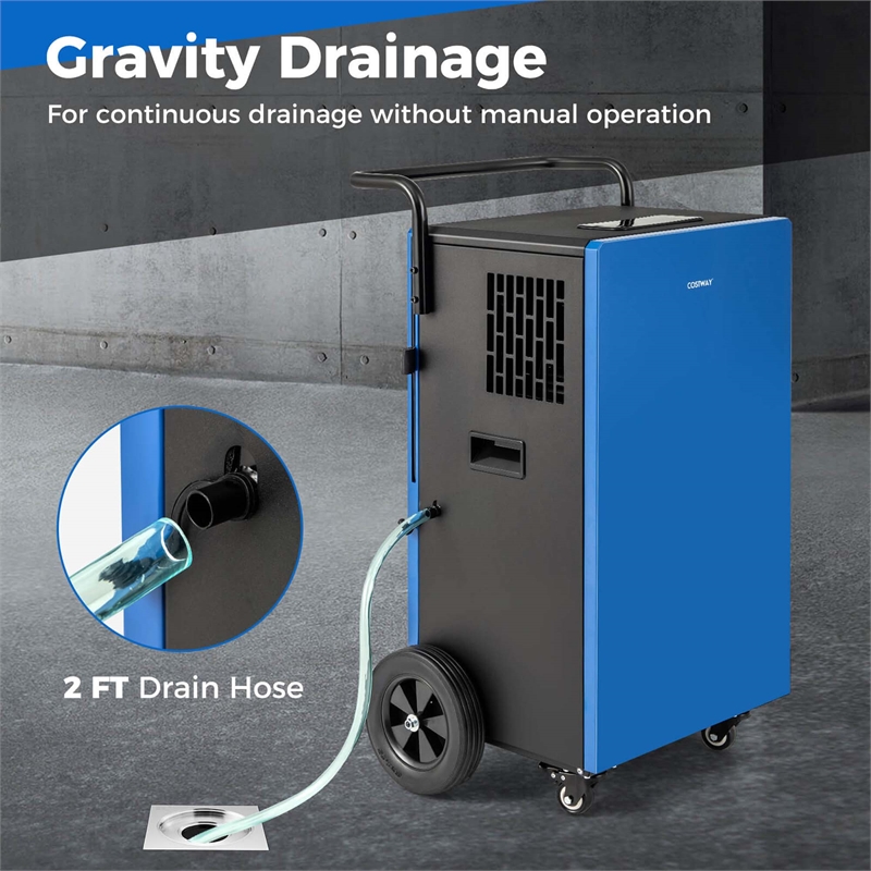 57 Pint(DOE) Portable Commercial Dehumidifier 8000 Sq.ft Coverage Area Blue