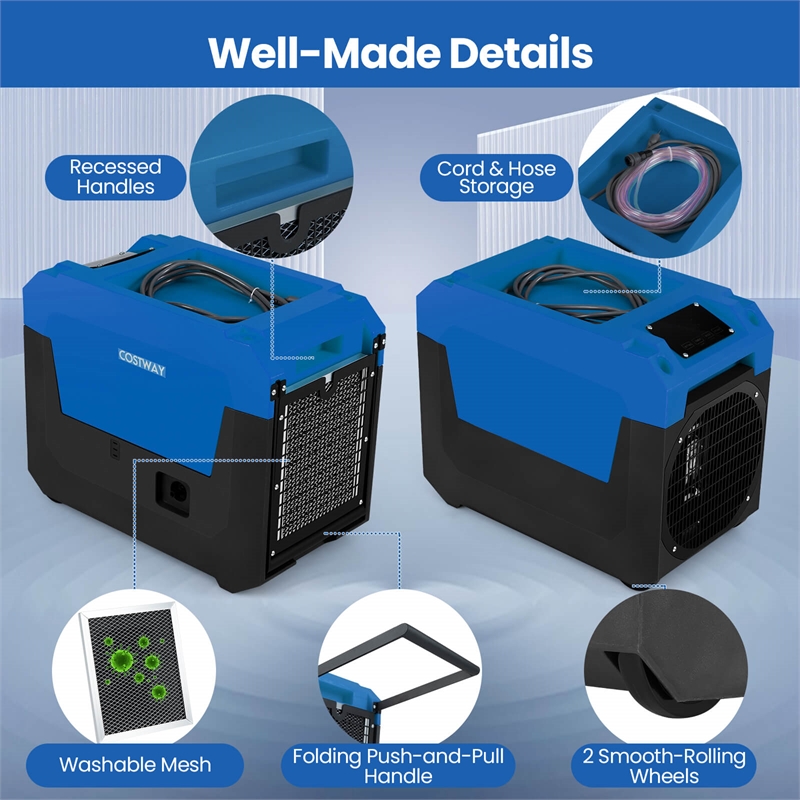 50 Pint(DOE) Commercial Dehumidifier with Pump Drain Hose Blue