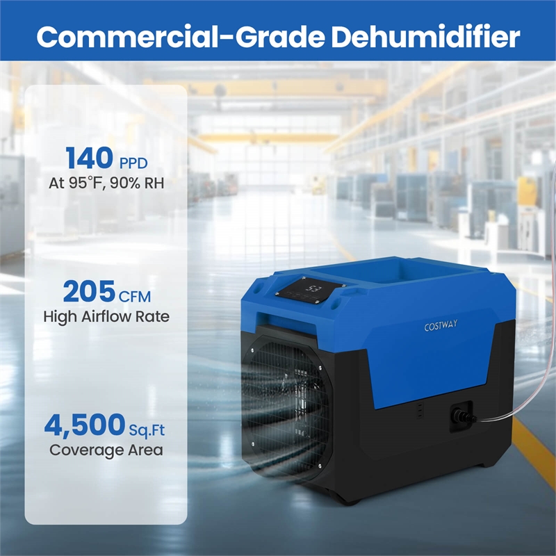 50 Pint(DOE) Commercial Dehumidifier with Pump Drain Hose Blue