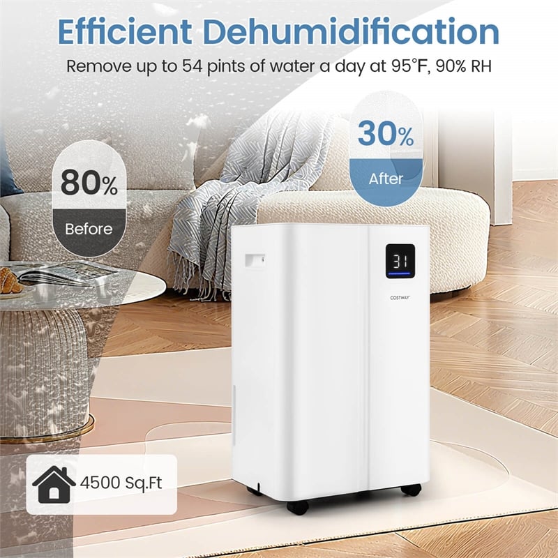 16 Pint(DOE) Dehumidifier for Basement 4500 Sq.Ft White