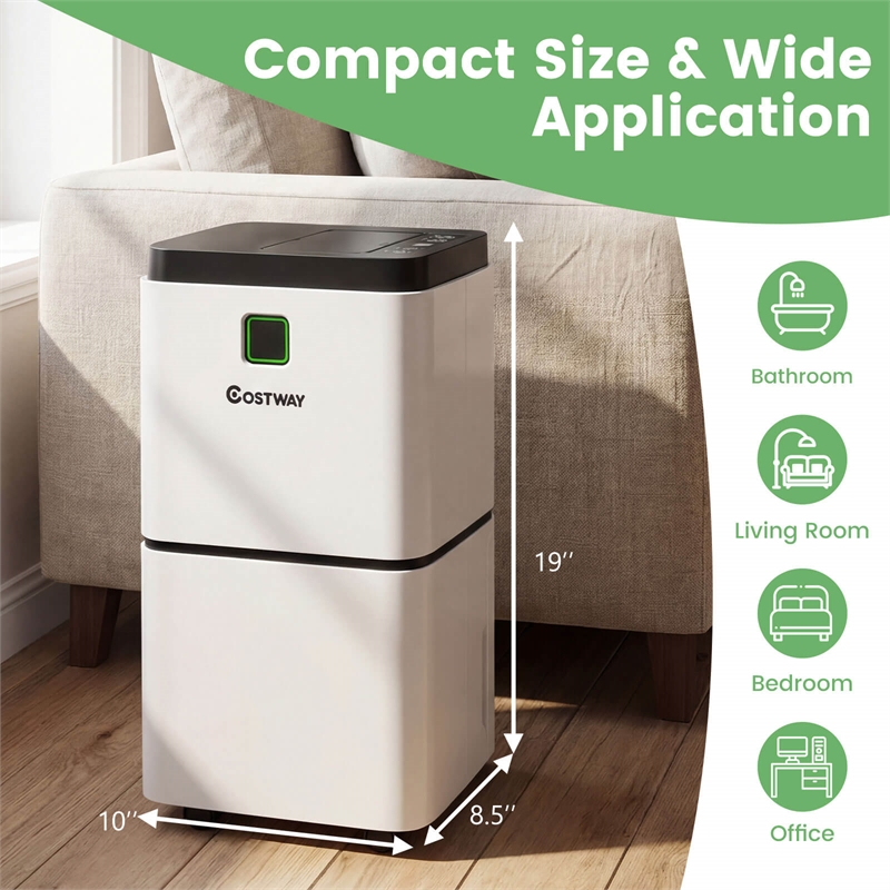 9 Pint (DOE) Dehumidifier with Indicator 1500 Sq.ft Coverage Area White