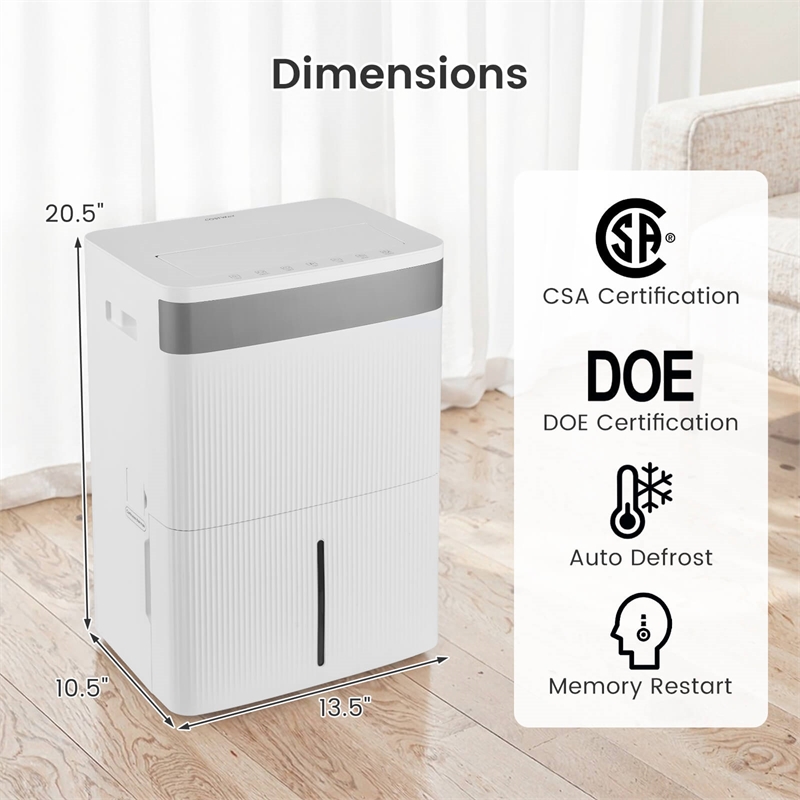 35 Pint(DOE) Dehumidifier for Home 8000 Sq.ft Coverage Area White
