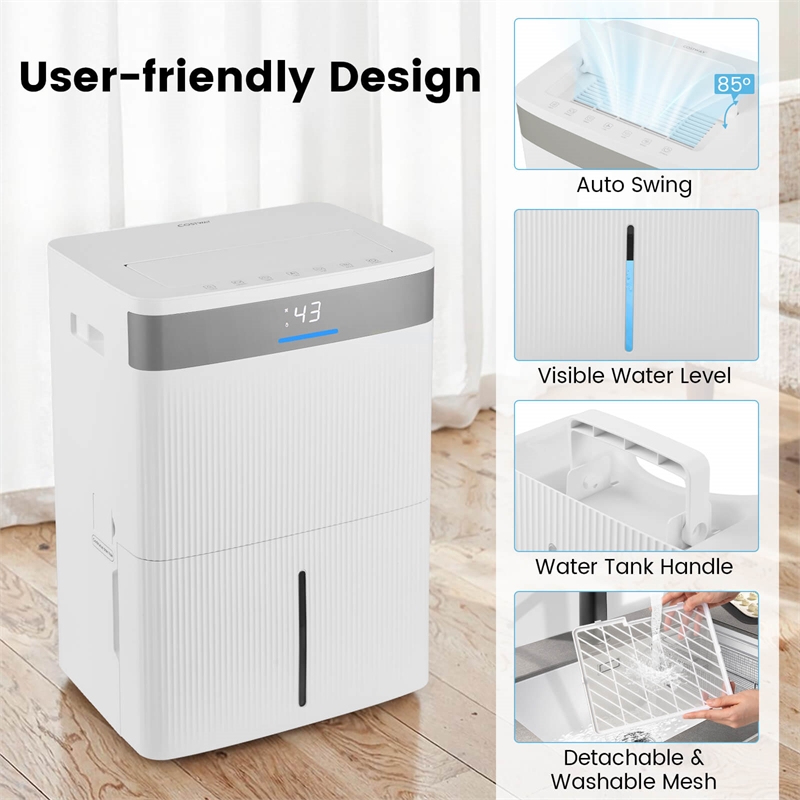 35 Pint(DOE) Dehumidifier for Home 8000 Sq.ft Coverage Area White